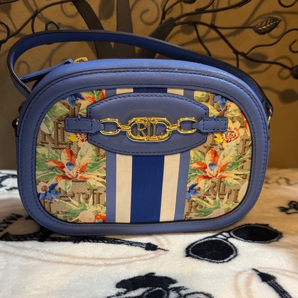NWOT Ralph Lauren Floral Blue Crossbody Bag
